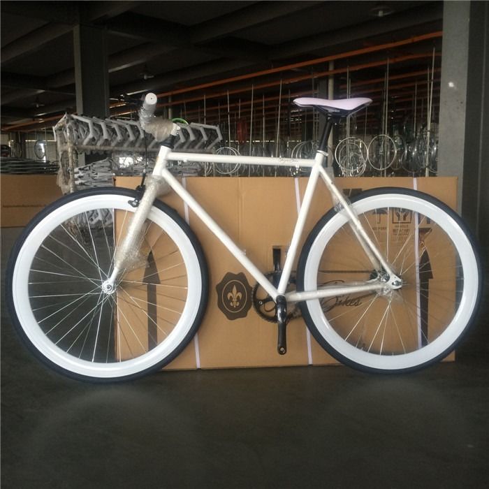 Material de garfo aço personalizar velocidade única cor branca Bici Fixie Bike para adulto
