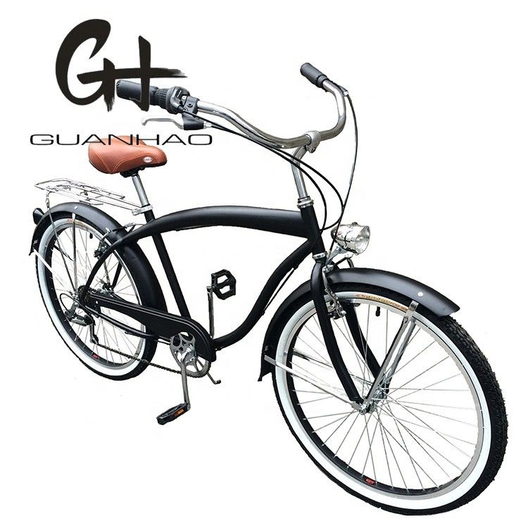 17 kg de peso leve 26 polegadas Quadro duro Não amortecedor traseiro 7 velocidades Homens Bicicletas Beach Cruiser