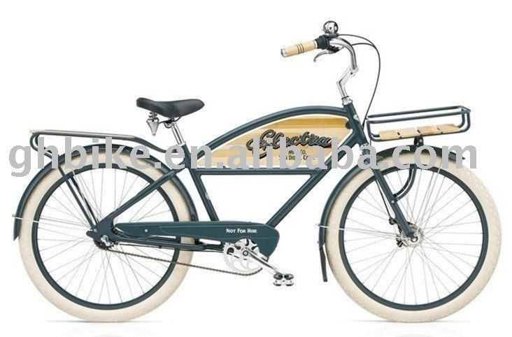 Bicicleta de cruzeiro de praia de 26 &quot;para homens com cesta e porta-bagagens