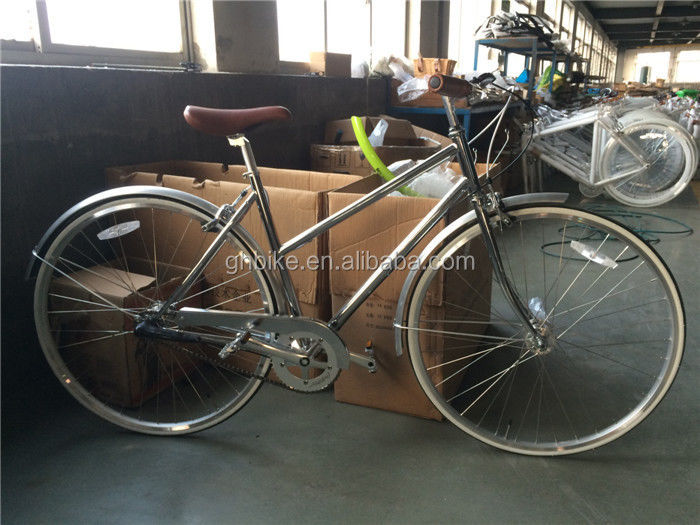 Lady Road Bike Inner 3 Speed Chrome Frame City Bike com material de garfo de aço 11KGS
