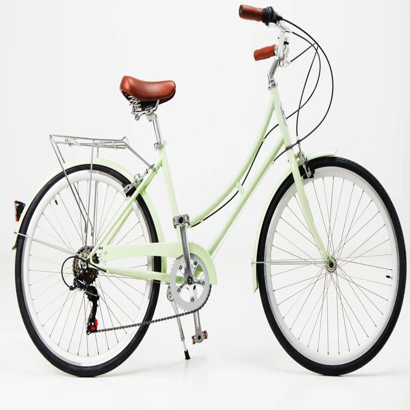 14kg Retro Ladies 7 Speed Vintage Bikes 700C Adultas Mulheres City Bike com Cesto