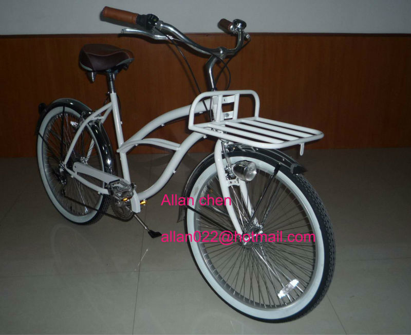 26&quot; Girls Beach Cruiser Bike Popular City Bike com porta dianteira e estrutura de aço