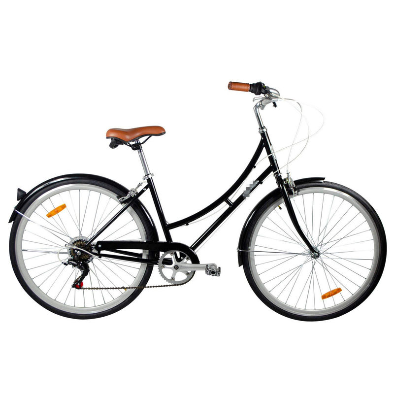 Elegante bicicleta de cidade clássica feminina de 7 velocidades com borda de alumínio e pneus Kenda