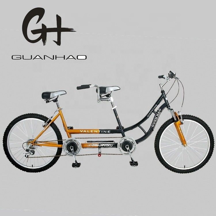 24 polegadas Shimano 7 velocidades OEM CE Tandem de aço para duas pessoas Bicicleta com suspensão de garfo