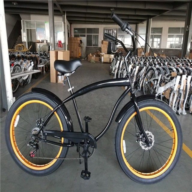 26 polegadas pneu 3,0 pneu gordo homens bicicleta cruzeiro de praia com Shimano 7 engrenagem e freio a disco