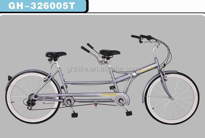 26&quot;*2.125.A/V Bicicleta Tandem de Forquilha de Aço de Parede Branca com Bicicleta Dobrável de Dois Assentos de 7 Velocidades