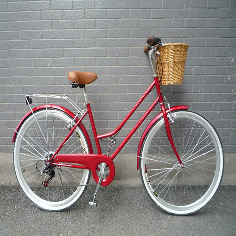 Bicicleta híbrida vintage feminina de 7 engrenagens 26 &quot;Framagem de liga de alumínio e capacidade de carga 160kg
