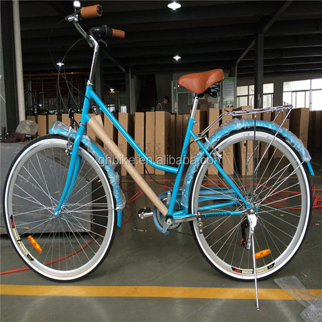 Cores azuis 7 velocidades Vintage Lady City Cruiser Bike Mulheres Retro Bikes para a vida na cidade