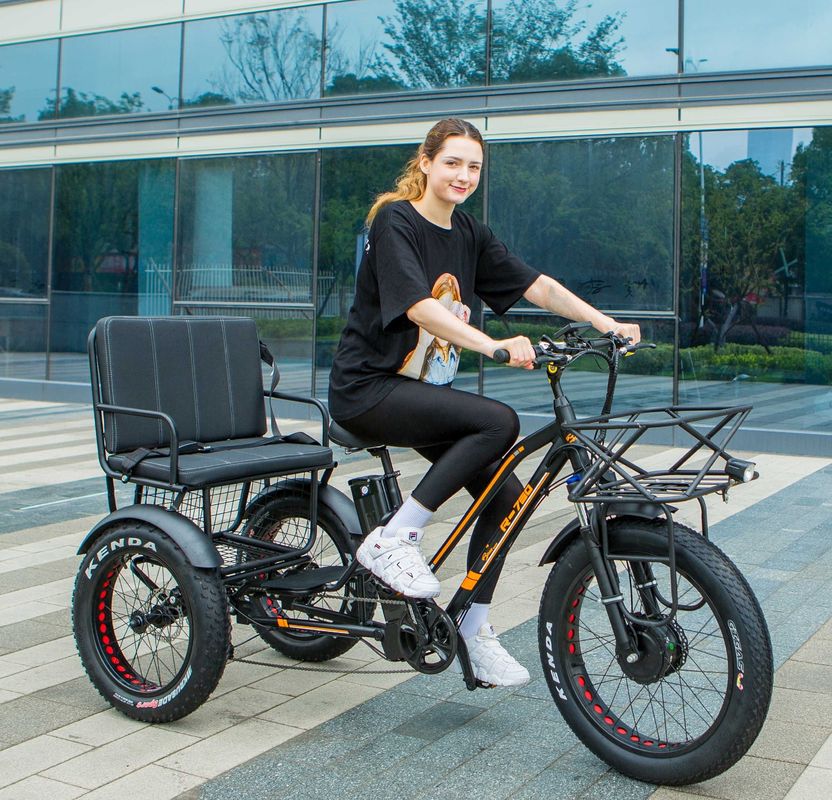 Tubos para baixo 48V 750W 17AH Bateria de lítio 45KM/H bafang Motor dianteiro triciclo elétrico de passageiros