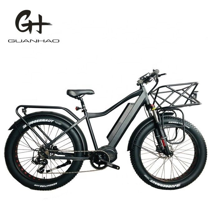 26x4.0 Inch Mountain Electric Fat Tire Bike com motor de mergulho de 1000W e portador dianteiro