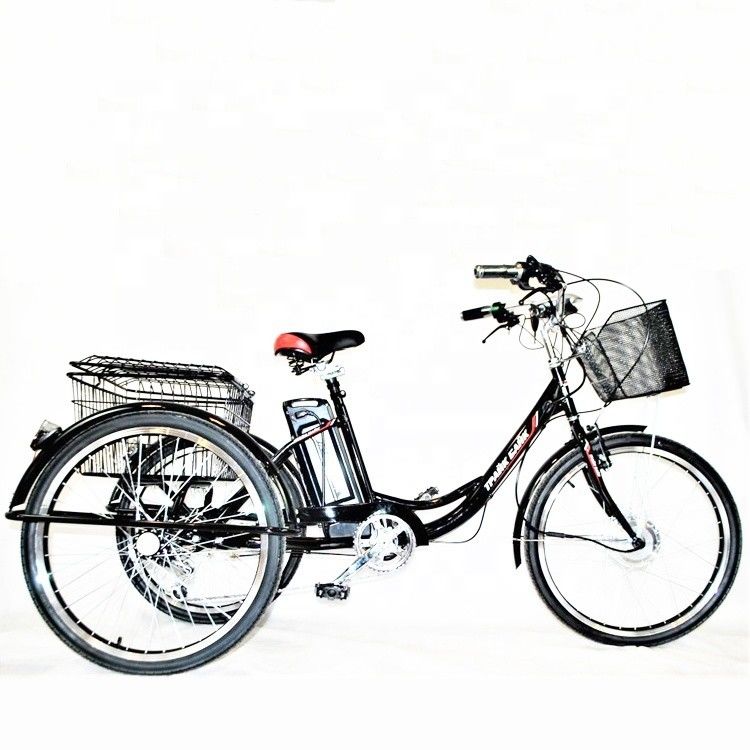 24&quot; Motor de eixo traseiro Estrutura de aço 7 velocidades 36V350W 35KM/H Triciclos elétricos unisex para adultos