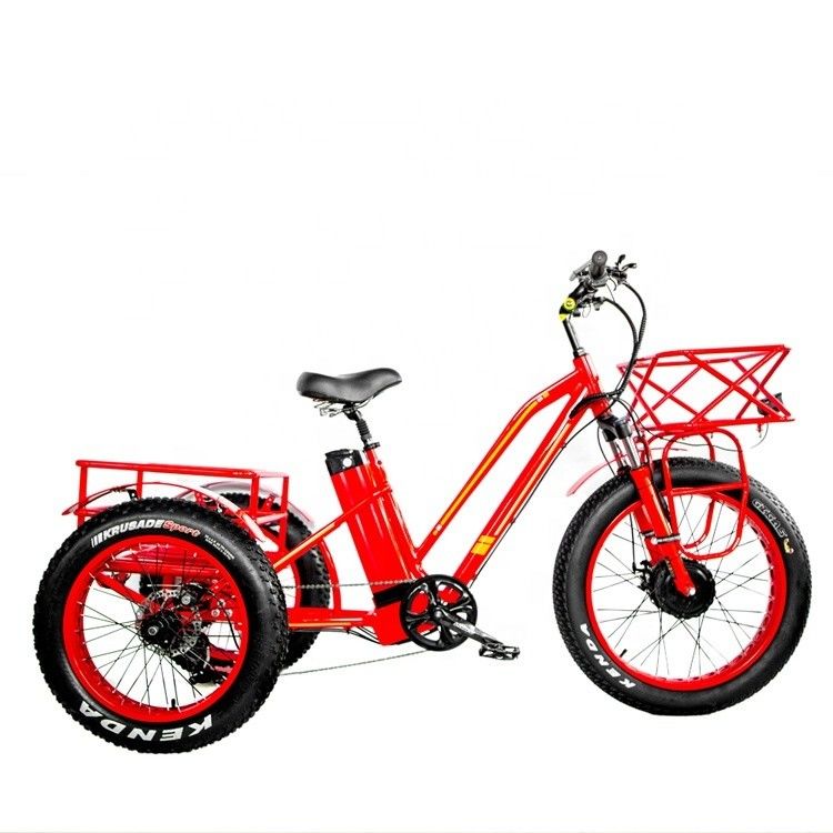 48V 750W Motor dianteiro 24 &quot;Triciclo elétrico adulto com bateria de lítio de 17AH e pneus de neve gordos