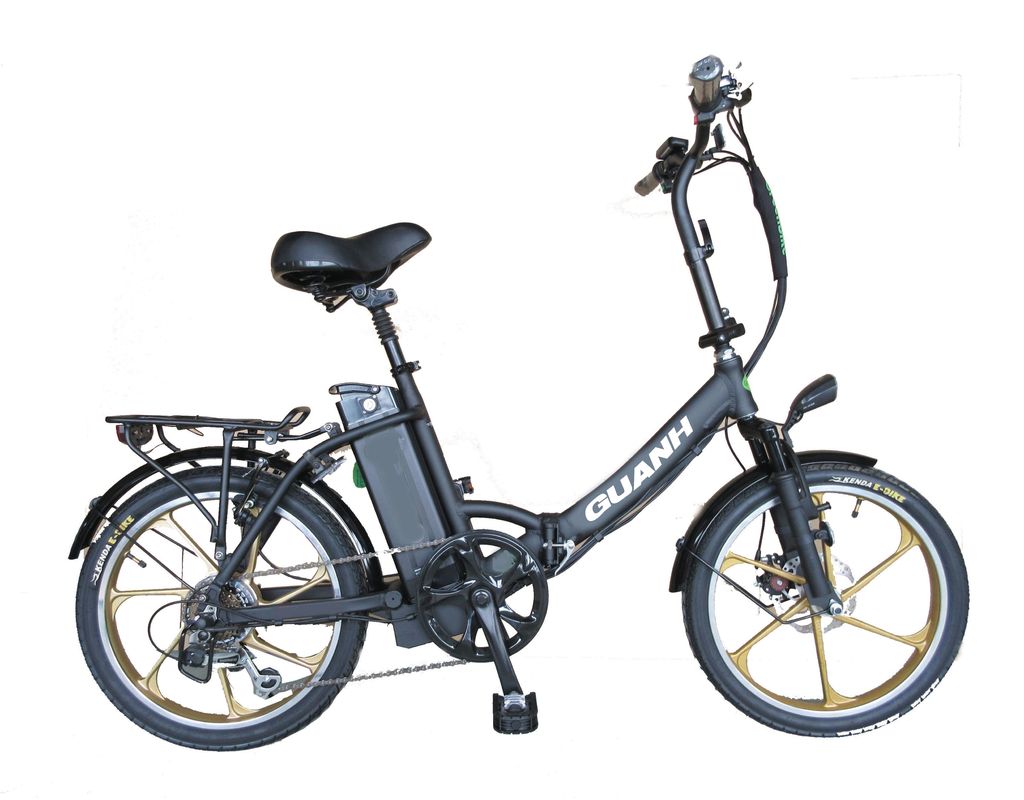 Bicicleta elétrica dobrável para Israel Bicicleta verde 350W Roda magnética 36V Voltagem 7 velocidades